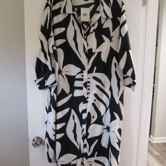 Raviya Plus Size BOHO ME MIDI Cover-up Dress - Navy/White Print - Picture 7 of 10